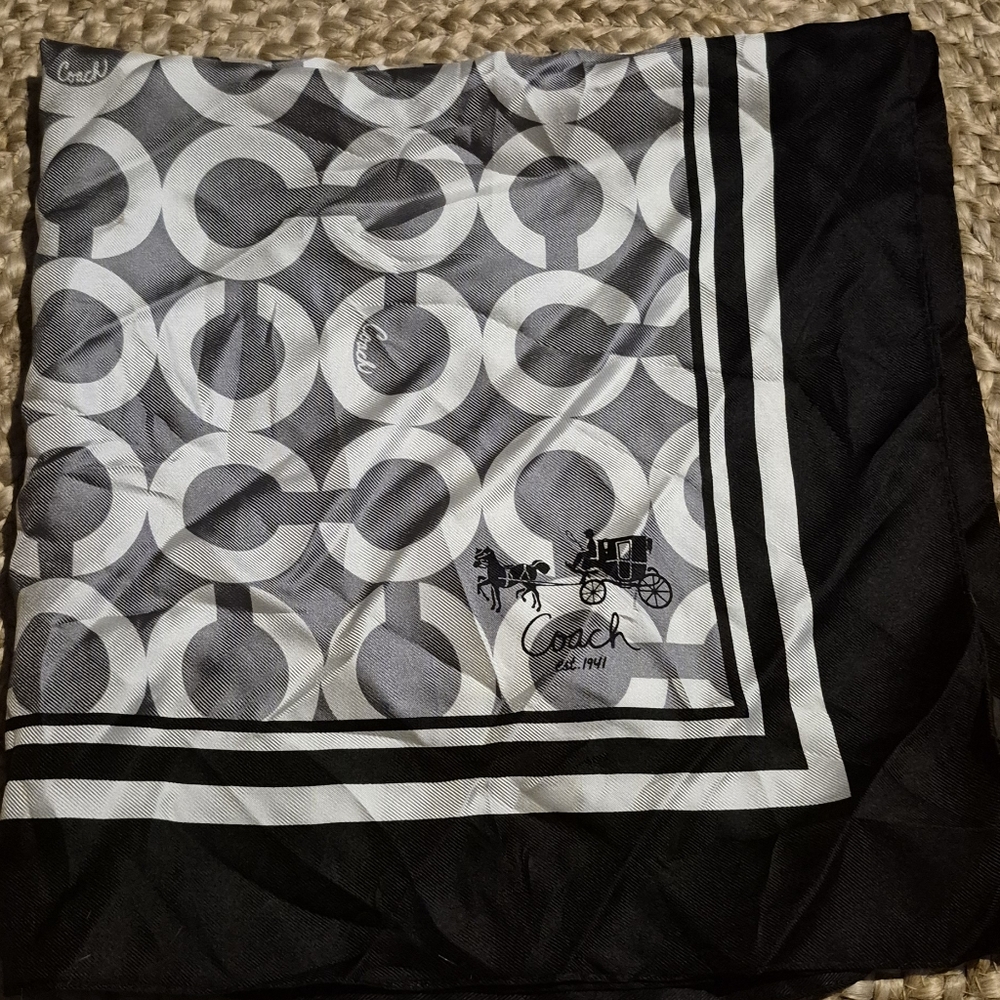 Coach Signature Silk Scarf Black & White NWT